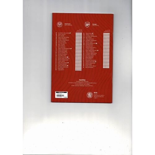 2025/26 Brentford v Arsenal Football Programme