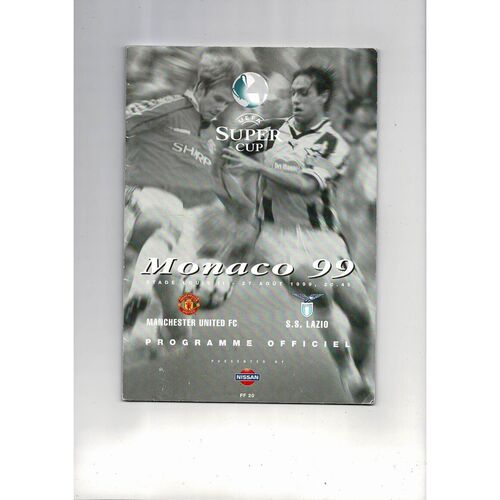 1999 Manchester United v Lazio Super Cup Final Football Programme