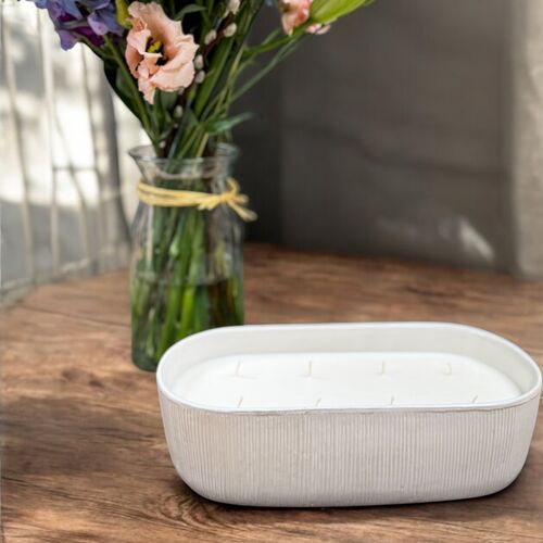 Oblong Ribbed multi wick candle