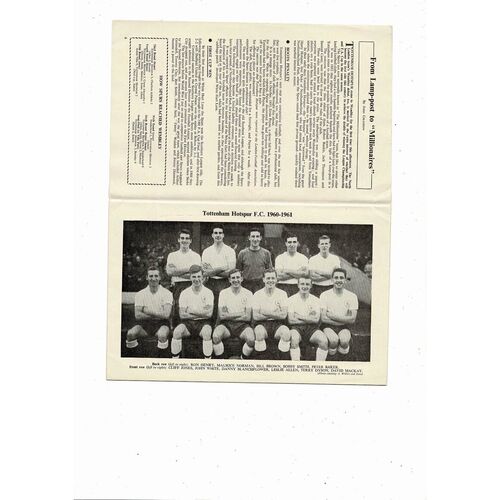 1961 Leicester City v Tottenham Hotspur FA Cup Final Football Programme & Ticket