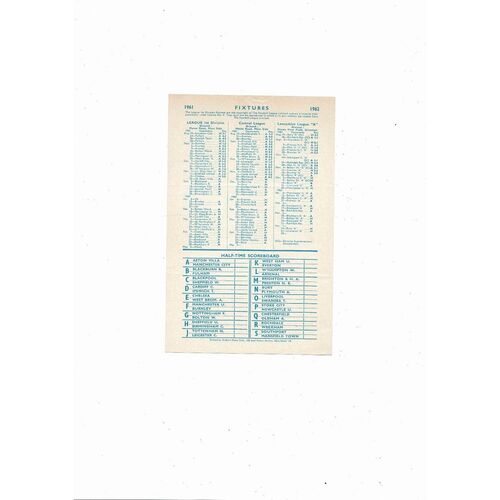 Manchester City v Blackpool Central League Football Programme 1961/62
