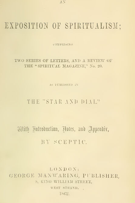 1862 | An Exposition of Spiritualism