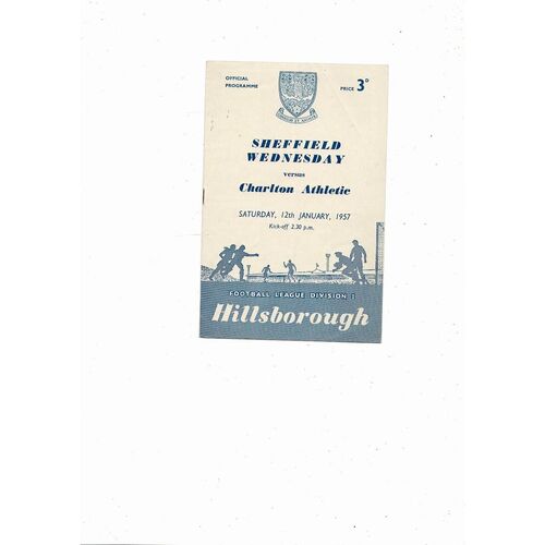 1956/57 Sheffield Wednesday v Charlton Athletic Football Programme