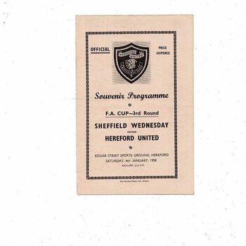 Hereford United v Sheffield Wednesday FA Cup Football Programme 1957/58