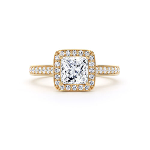 Princess cut halo with channel borders