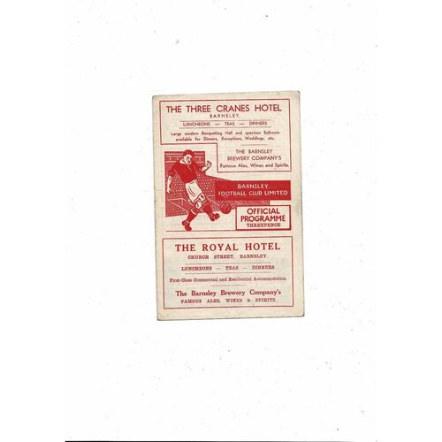 1955/56 Barnsley v Hull City Football Programme
