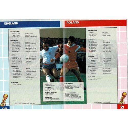 1989 England v Poland Football Programme
