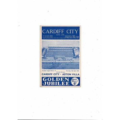 1959/60 Cardiff City v Aston Villa Football Programme