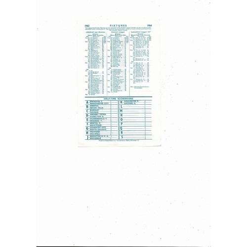 Manchester City v Blackburn Rovers Central League Football Programme 1963/64