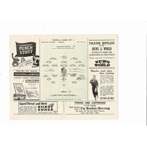 1955/56 Charlton Athletic v Arsenal Football Programme