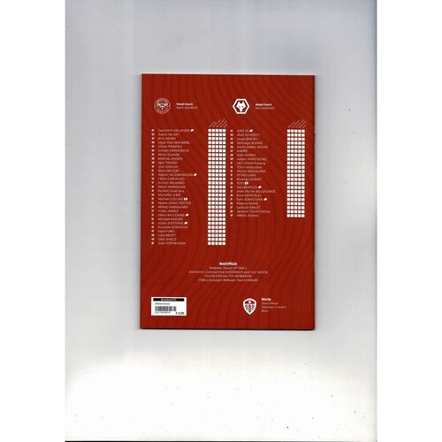 2025/26 Brentford v Wolves Football Programme