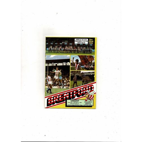 1983/84 Brentford v Leyton Orient Football Programme