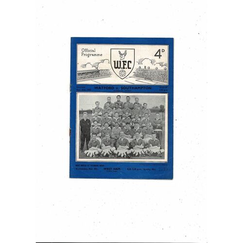 1953/54 Watford v Southampton Football Programme