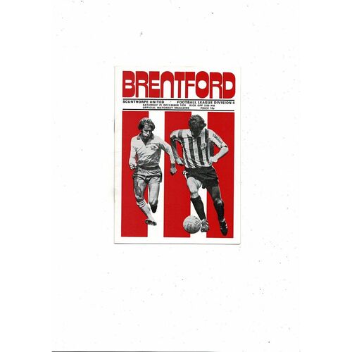 1974/75 Brentford v Scunthorpe United Football Programme