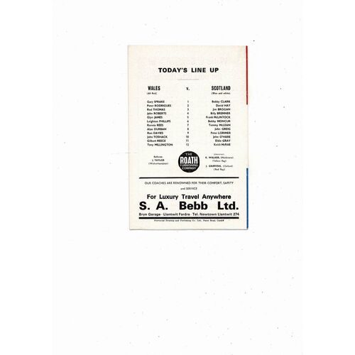 1971 Wales v Scotland International Football Programme @ Cardiff City