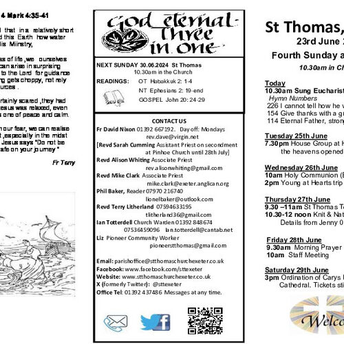 Pew Sheet | The Parish of St Thomas, Exeter