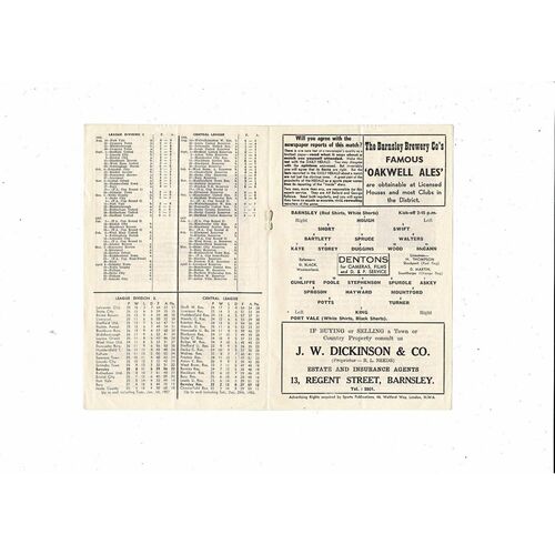 1956/57 Barnsley v Port Vale FA Cup Third Round Football Programme