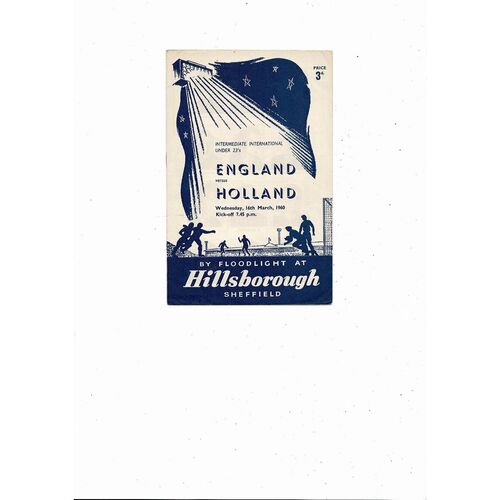 1960 England v Holland U23 Football Programme @ Sheffield Wednesday