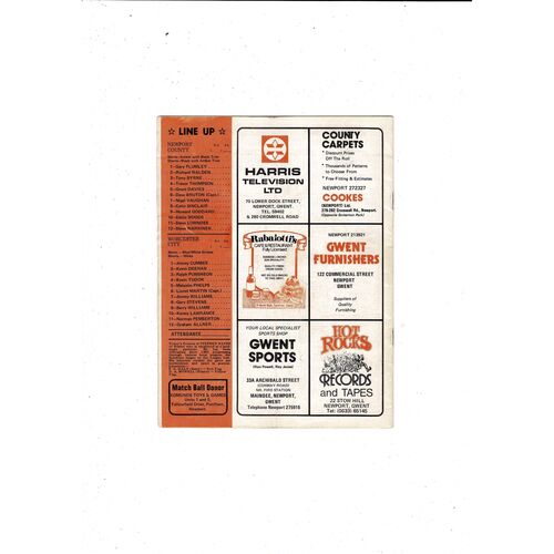 Newport County v Worcester City FA Cup Football Programme 1978/79