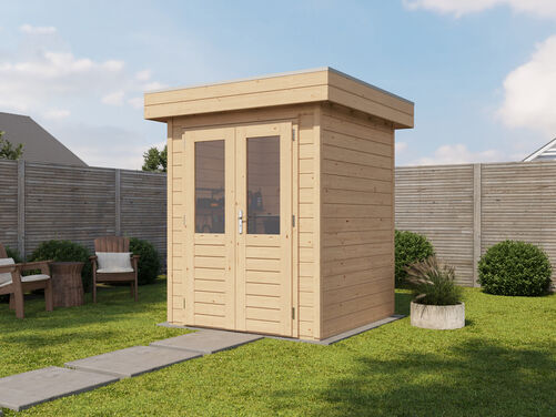 1.8mtr x 1.8mtr 28mm walled Flat Roof Cabin