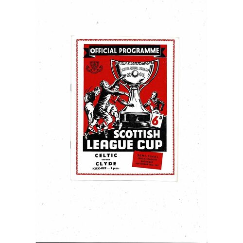 1957/58 Celtic v Clyde Scottish League Cup Semi Final Football Programme