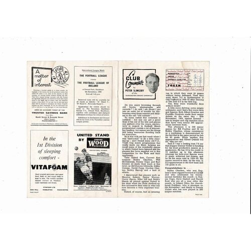 1959/60 Manchester United v Sheffield Wednesday Football Programme