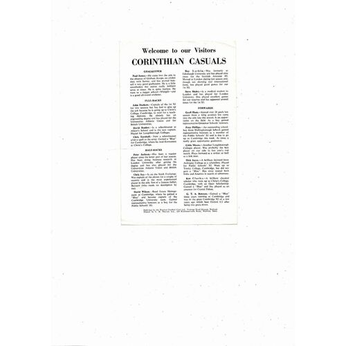 1966/67 Watford v Corinthian Casuals Sheriff of London Shield Football Programme