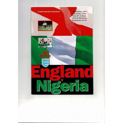 1994 England v Nigeria Football Programme