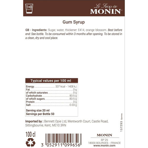 Gomme Syrup by Monin - 1 Litre