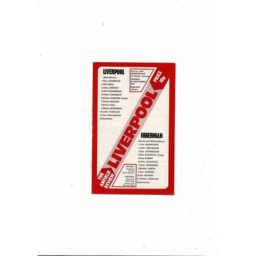 Liverpool v Hibernian UEFA Cup Football Programme 1975/76