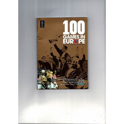 Newcastle United v Olympiacos CFP UEFA Cup Football Programme 2004/05