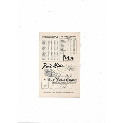 1958/59 Queens Park Rangers v Plymouth Argyle Football Programme