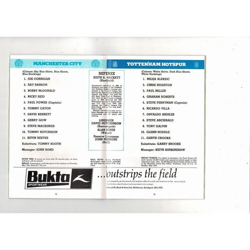 1981 Manchester City v Tottenham Hotspur FA Cup Final Football Programme