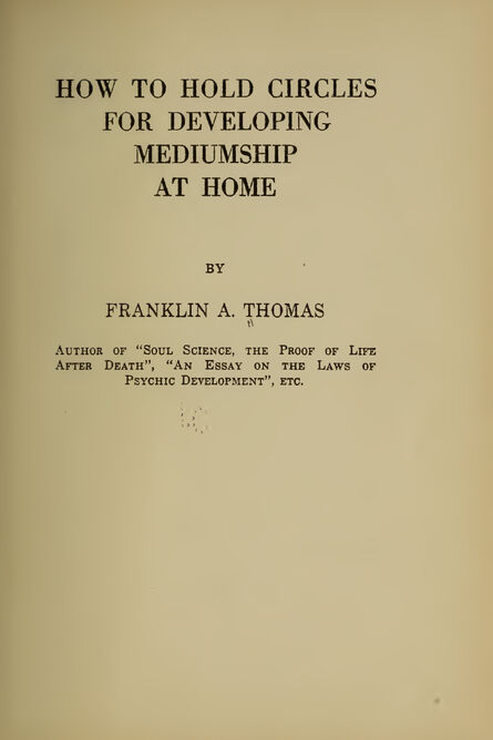 1920 | How to Hold Circles for Developing Mediumship