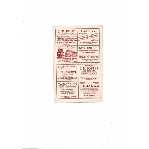 1955/56 Barnsley v Blackburn Rovers Football Programme
