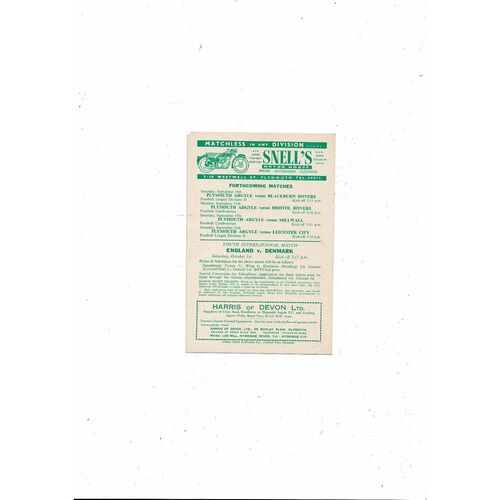 1955/56 Plymouth Argyle v Stoke City Football Programme