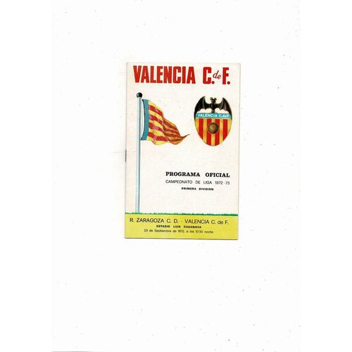 Valencia v Real Zaragosa La Liga 1st Divison Football Programme 1972/73