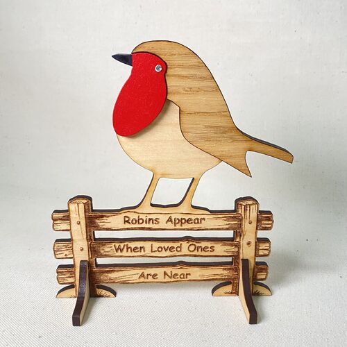 Personalised Wooden Robin Memorial Keepsake