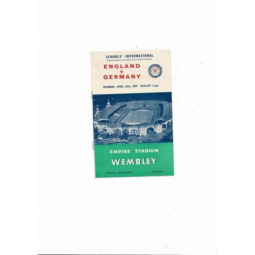 1959 England v Germany Schools International Football Programme