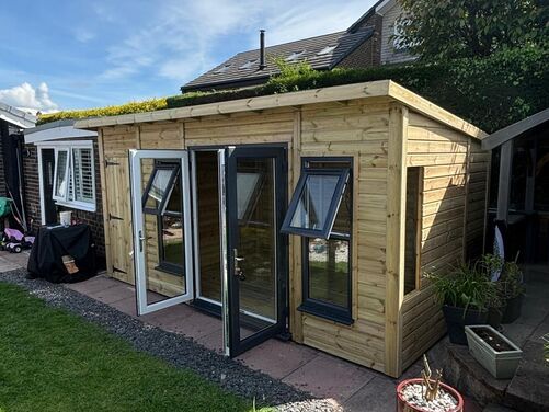 #PVC017 16x8 Pent Summer House Combi