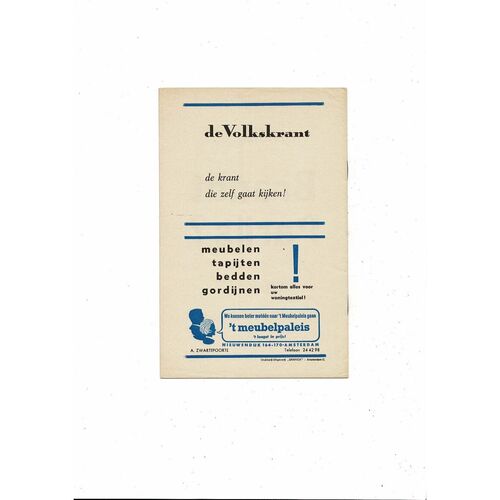 DWS Amsterdam v  Leeds United Fairs Cup Football Programme 1966/67