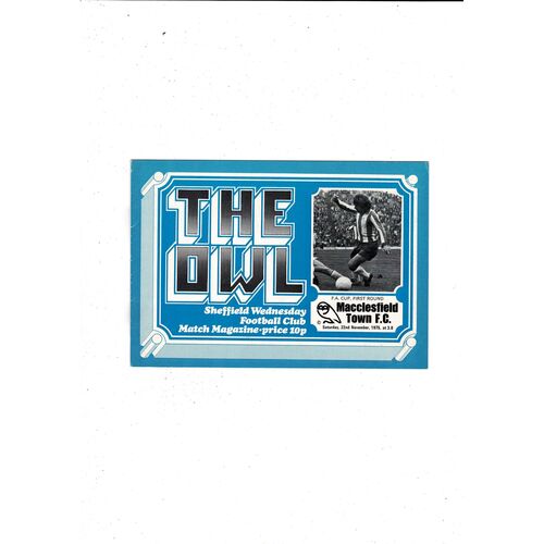 Sheffield Wednesday v Macclesfield Town FA Cup Football Programme 1975/76