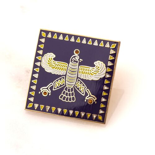 Badge. The Persian Falcon. Purple with 3 Yellow Stones.