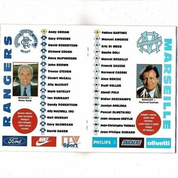 Rangers v Marseille Champion League Football Programme 1992/93