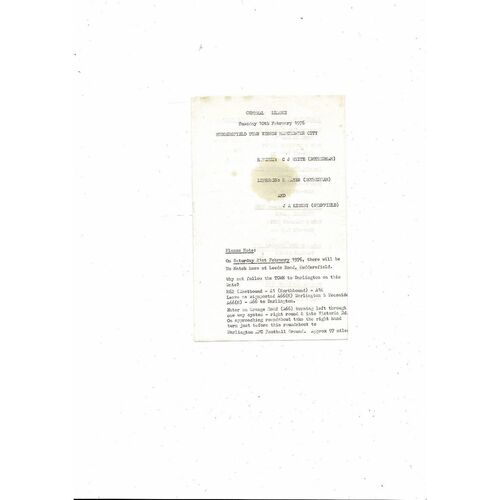 Huddersfield Town v Manchester City Central League Football Programme 1975/76