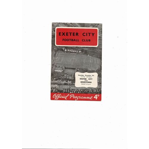 1959/60 Exeter City v Brentford FA Cup Football Programme