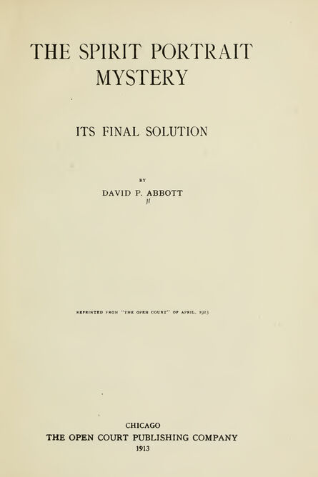 1913 | The Spirit Portrait Mystery