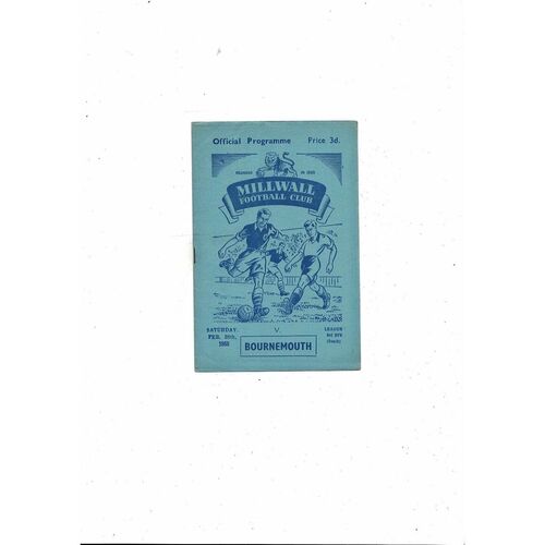 1954/55 Millwall v Bournemouth Football Programme