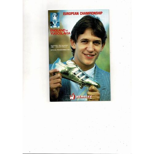 1986 England v Yugoslavia Football Programme