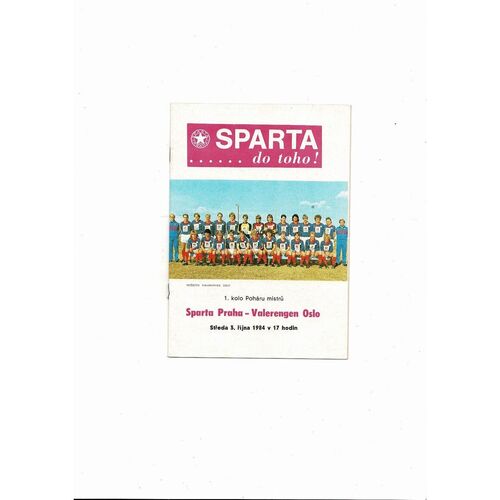 Sparta Prague v Valerengen Oslo European Cup Football Programme 1984/85